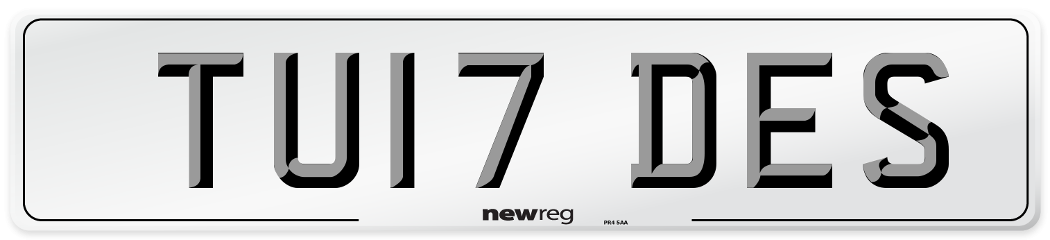 TU17 DES Number Plate from New Reg